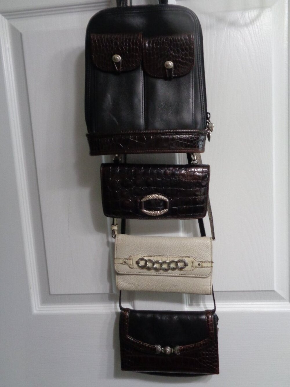 BUNDLE OF 4 BRIGHTON CROSS BODY WALLETS, ORGANIZER & BAG - CROC EMBOSSED